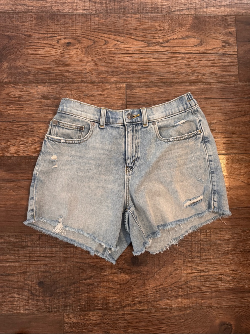 aerie Light Blue Distressed Denim Cutoff Shorts